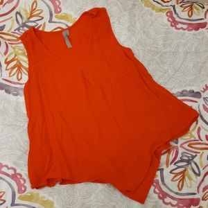 Anthropologie Brina & Em Tank Top V Neck V Hem Shirt Red Orange  Women's Small